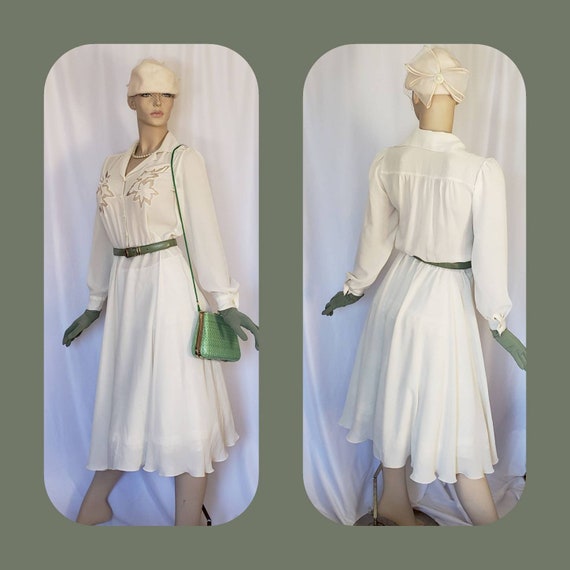 Beige Retro Chiffon Dress