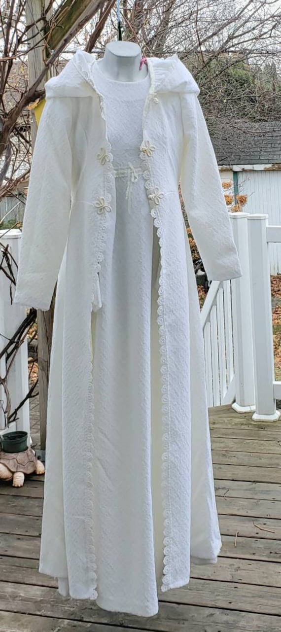 Medieval style Hooded Coat And Dress Winter Weddin
