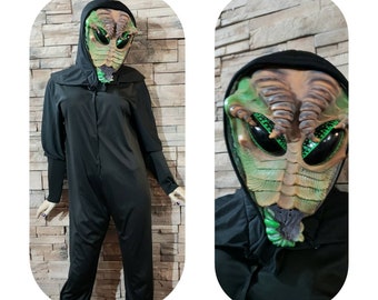 Alien Costume Full Head Mask And Jumpsuit