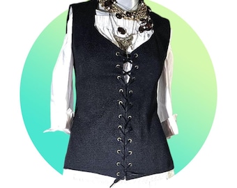 Steampunk Pirate Bodice, Renaissance Cosplay, Medieval, Larp , Lace-up Corset Vest