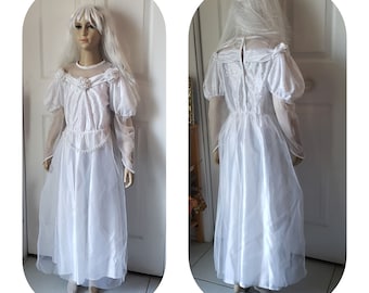 Vintage White Queen Costume ,Alice in Wonderland Girls Halloween Dress