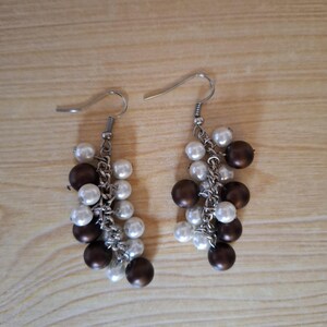 Handmade earrings with glass beads and pearls