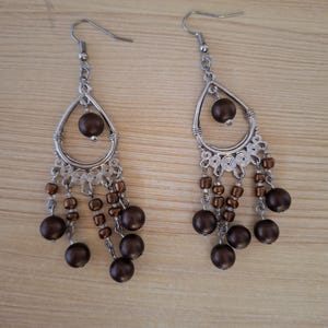 Handmade earrings with glass beads and pearls