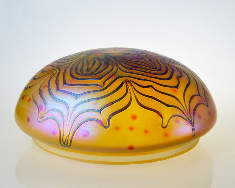 9 Fitter Hand Blown Iridescent Art Glass Shade Mushroom Dome Nouveau Replacement Lamp