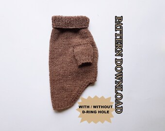 M Dog Sweater Knitting Pattern: With Photos, Beginner level, Turtleneck jumper (PDF Pattern)