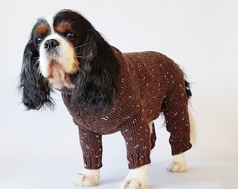 Winter dog sweater / Dog jumper / Hand-knit dog coat / Medium dog clothes / Dog jacket / Cavalier / Dog pullover / Knitted dog sweater