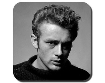 James Dean coaster: 1950s classic icon in black and white - stocking filler, gift for him, gift for her, work colleague