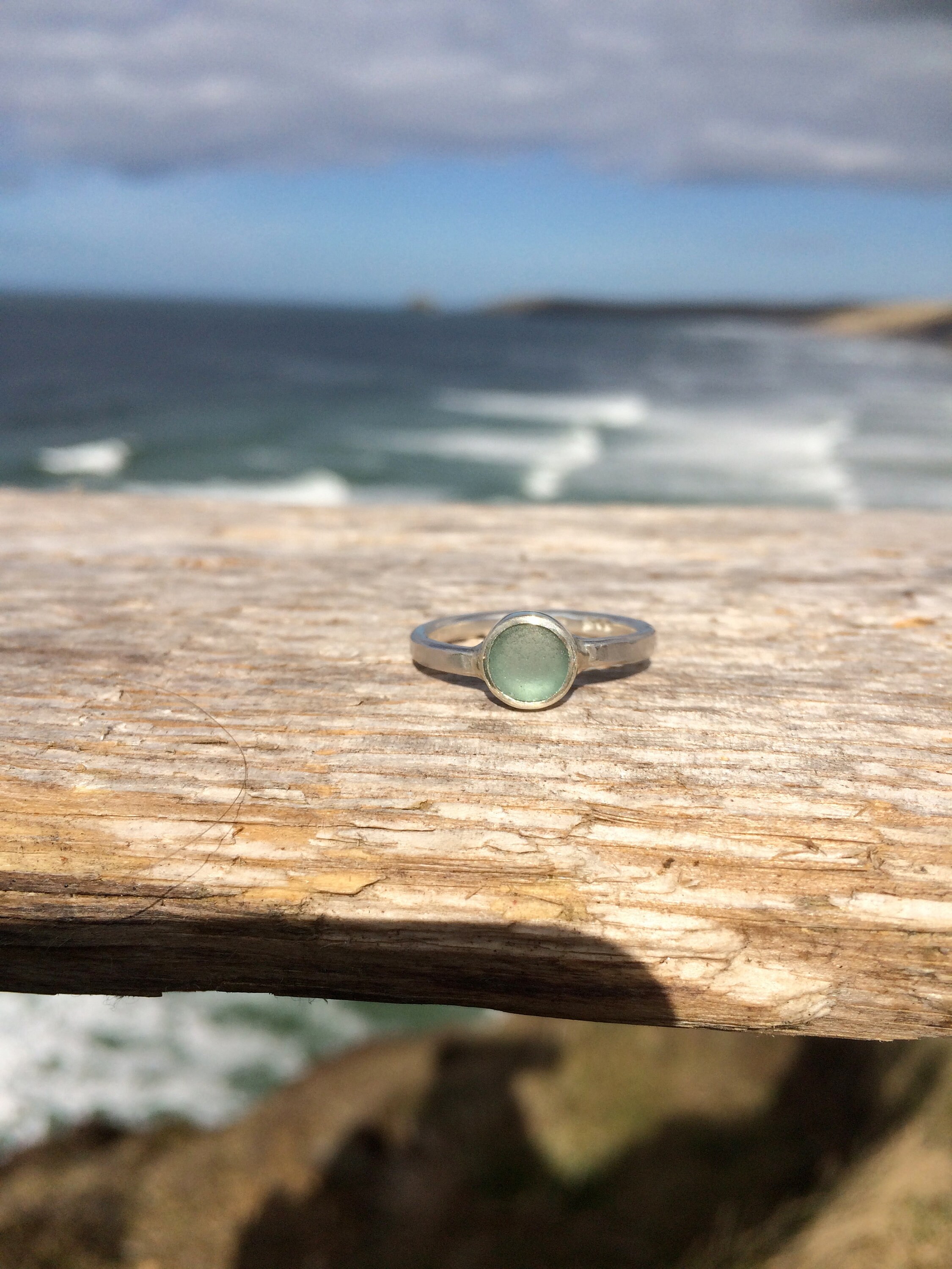 Cornish sea glass and gold silver rose or white gold Etsy
