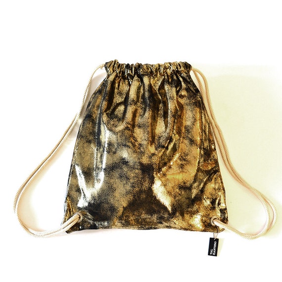 gold drawstring backpack