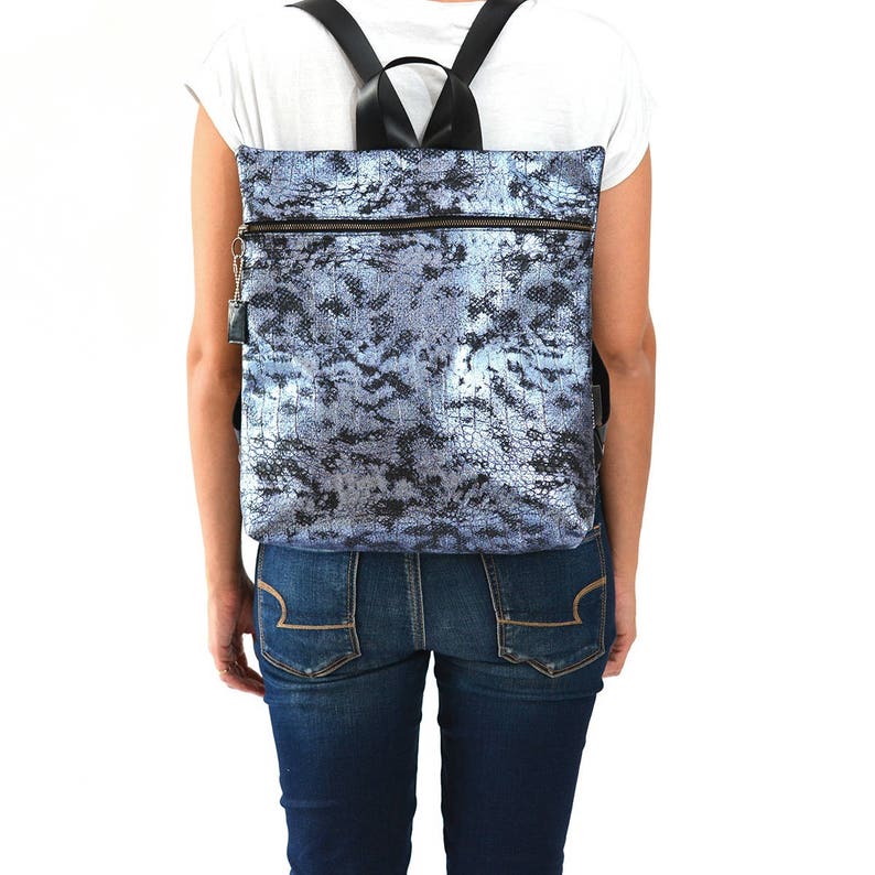 Purple snake square backpack purse,hand made eco friendly college backpack faux leather statement designed handbag vegan women/'s bag
