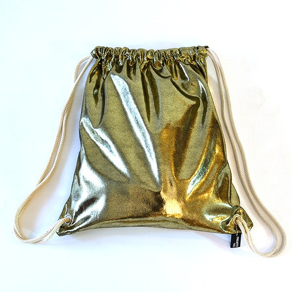 gold drawstring backpack