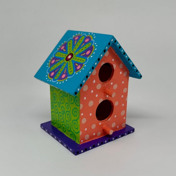 Hand painted Whimsical Birdhouse