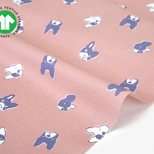 Organic cotton (GOTS) French Bulldog / Cute Dailylike korea High quality Fabric by 0.5 half yard