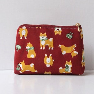 Handmade Coins Case - Japan Kawaii shiba inu Stationery cosmetic pouch Red
