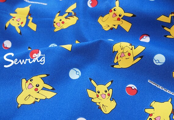 Oxford Pokemon Pikachu Cute Blue Cartoon Japan Fabric By The 05 Yard