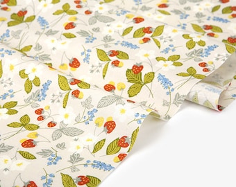 cotton Sweet Strawberry / Light Green flower Dailylike korea High quality Fabric by 0.5 half yard