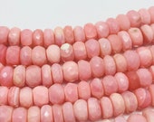 10mm Peruvian Pink Opal faceted Rondelles , Top quality beads , Length 14 Inch , Pink Opal