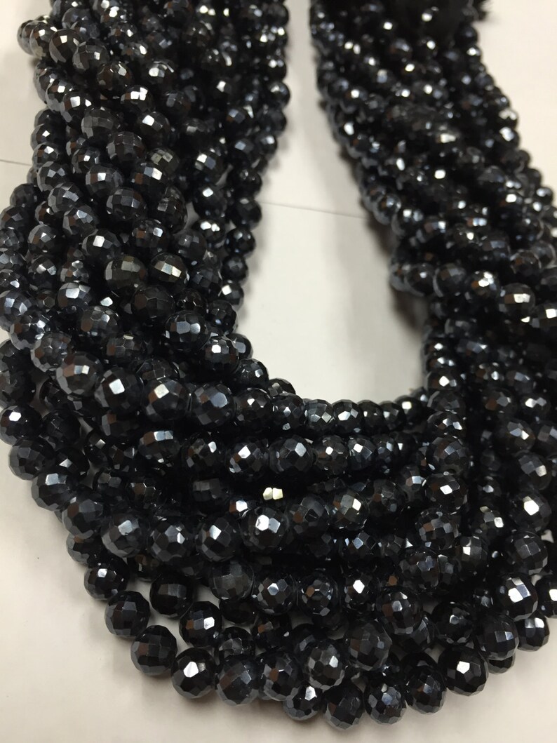 Black spinel Faceted Balls, 5mm Black Spinel Round Faceted