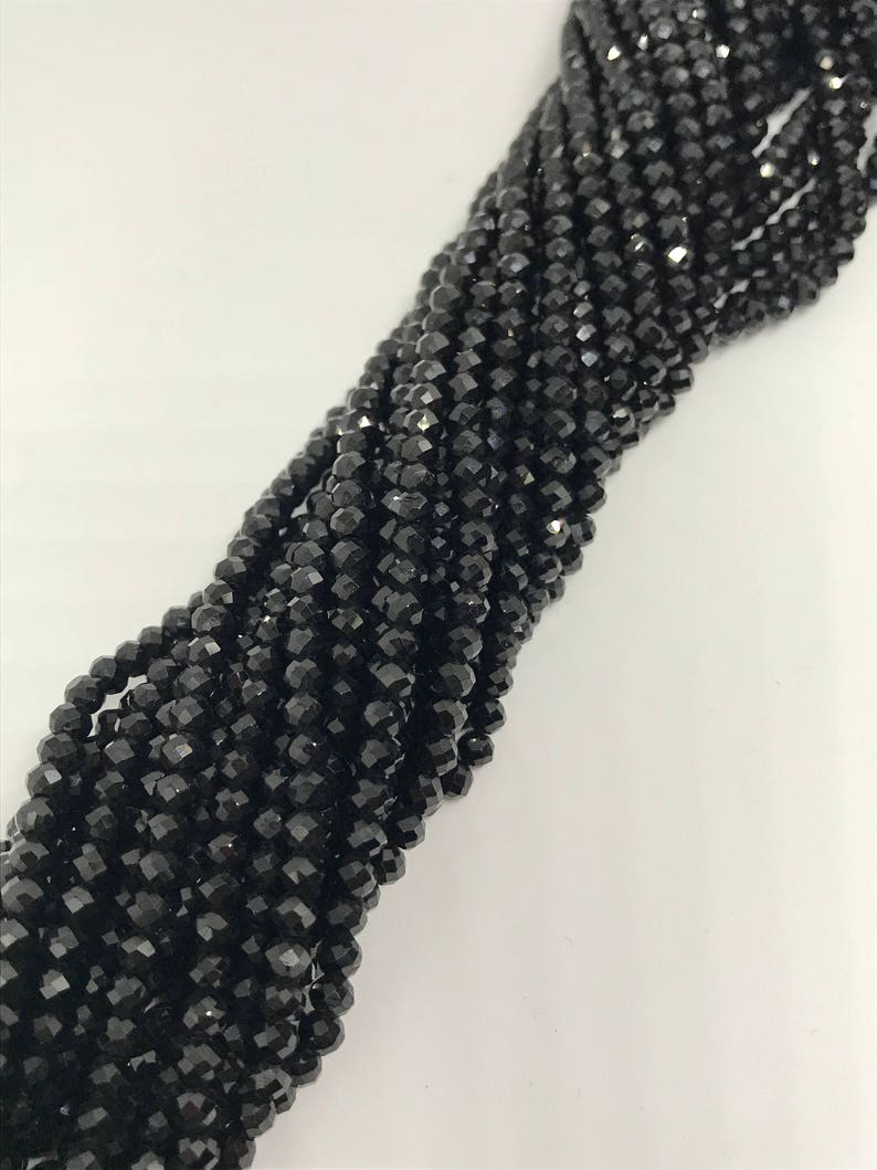 pack of 10 strands 4MM BLACK SPINEL Round faceted Gemstone faceted Beads Micro faceted length is 13