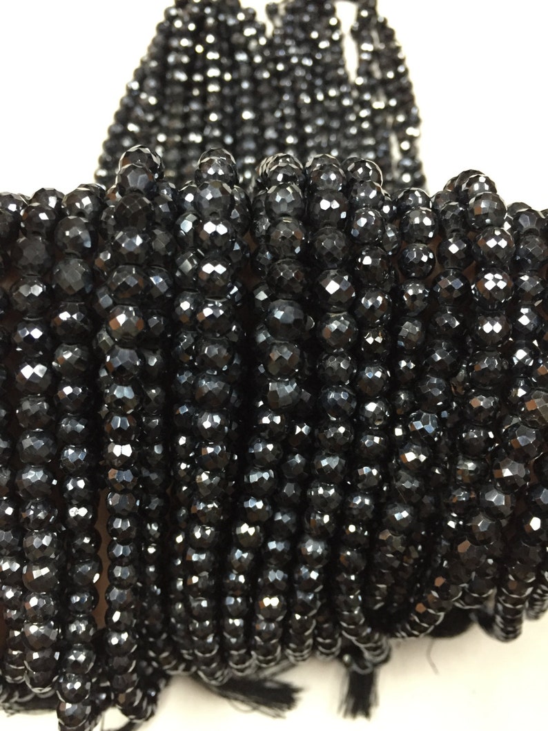 Black spinel Faceted Balls, 5mm Black Spinel Round Faceted