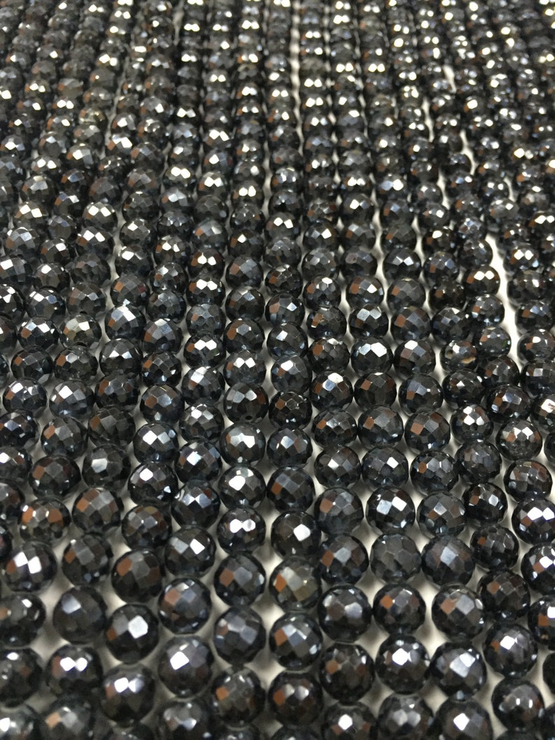 Black spinel Faceted Balls, 5mm Black Spinel Round Faceted