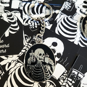 Coffee Addict Keychain - Skeleton Coffee & Iced Coffee Keychain