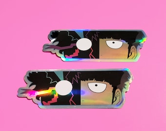2 Psychic Boy Anime Inspired Holographic Stickers - Psycho Helmet Leader - Psycho Powers Boy Holo Sticker - 2 Stickers