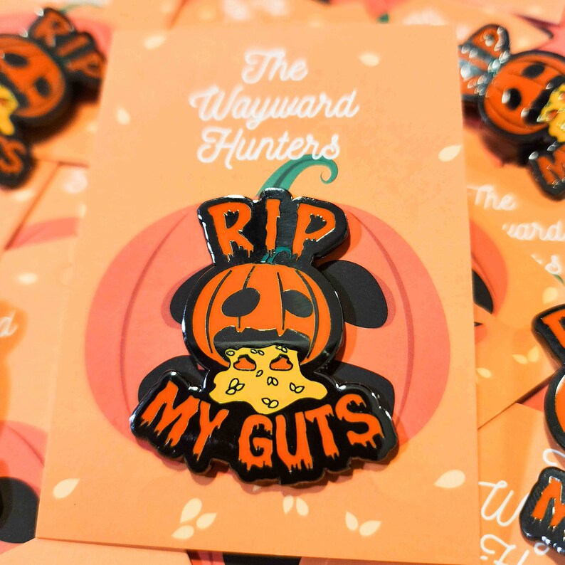 Vila i frid Mina inälvor Pumpa Emaljnål – Halloween Humor Kavajnål bild 2