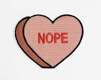 Valentine's Day Candy Nope Heart Patch - Anti Valentine's Day Iron On Patch