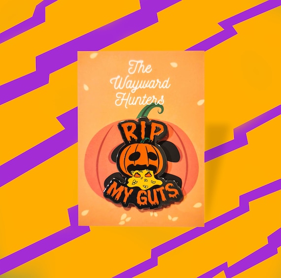 R.I.P. My Guts Pumpkin Enamel Pin – Halloween Humor Lapel Pin