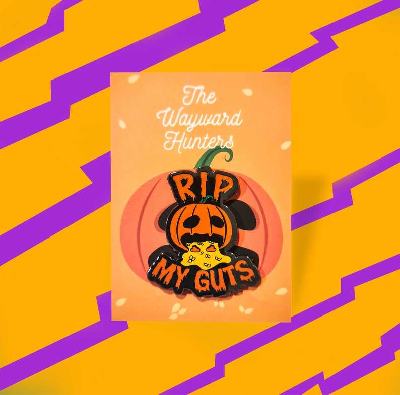 Vila i frid Mina inälvor Pumpa Emaljnål – Halloween Humor Kavajnål bild 1