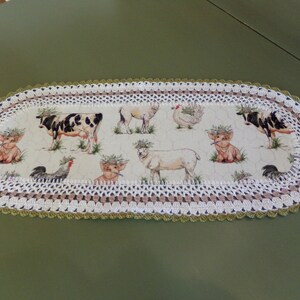 Farm Animals Crochet Table Runner/Doily  #2167