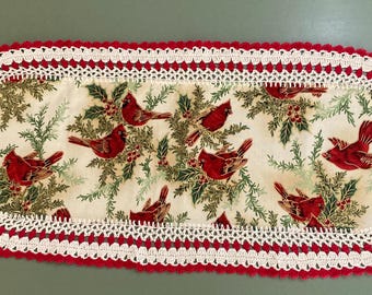 Cardinal/Redbird Crochet Doily/Table Runner #2249