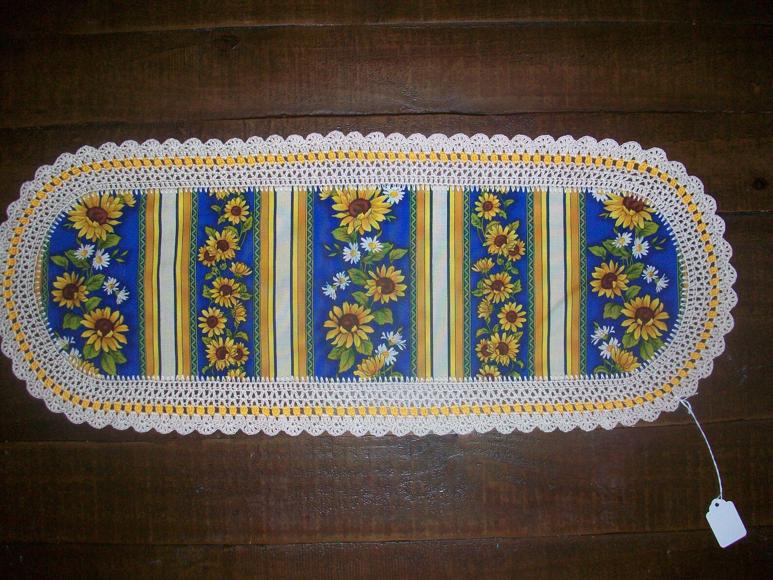 Handmade Sunflower Crochet Doily/table Runner/blue Goldenrod Etsy