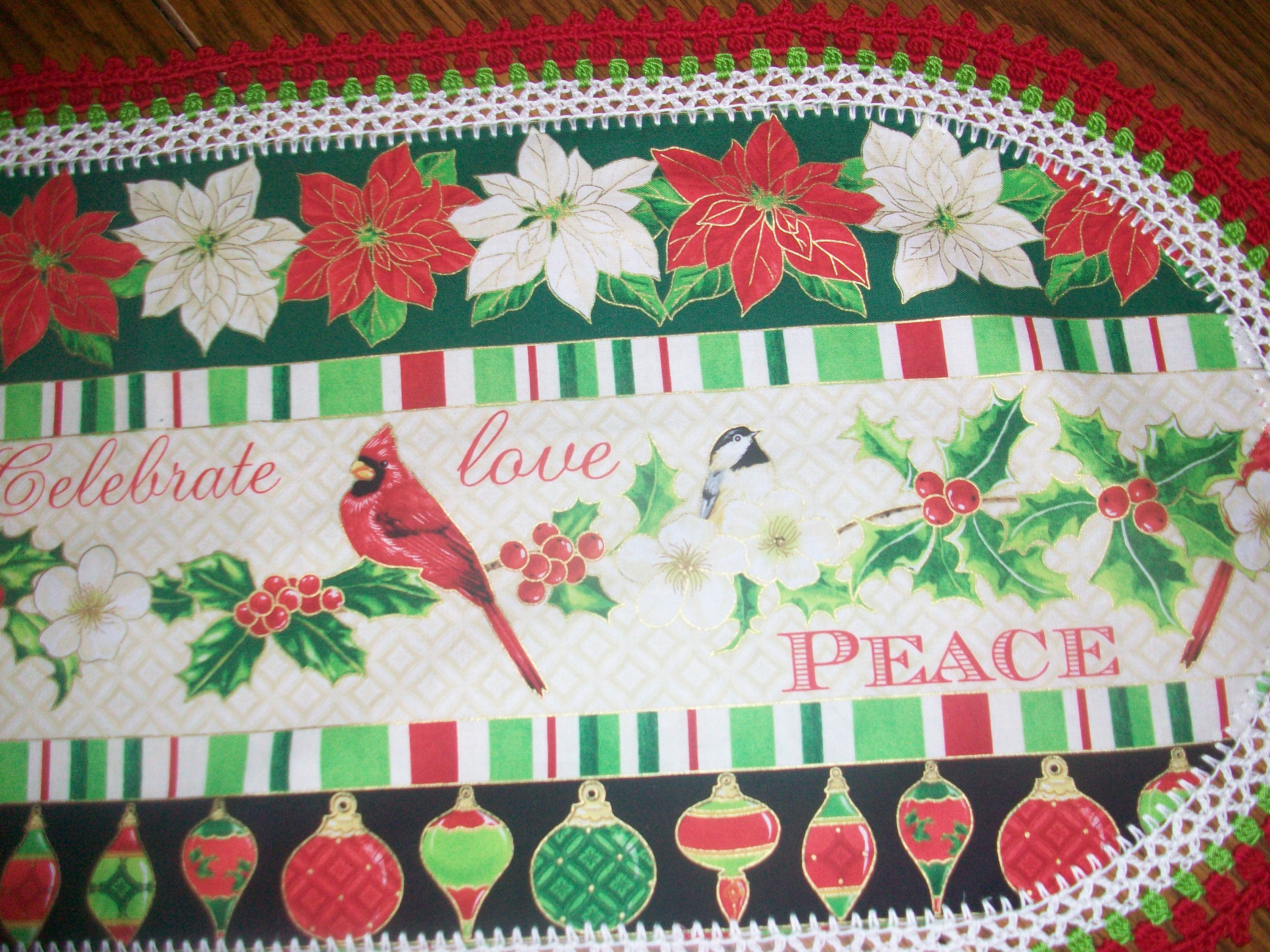 New Handmade Crochet Table Runner Christmas Cardinal and Retro Etsy