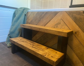 Rustic modern bathroom bed steps dog steps accessibility aid kids steps