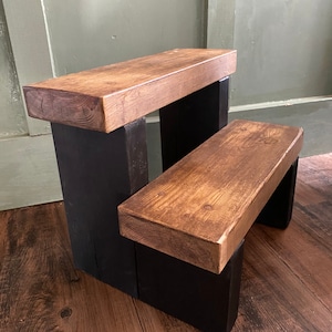 Reclaimed wood steps made in uk kitchen utility steps dog steps accessibility aid solid wood farmhouse home decor plant stand