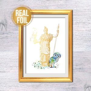 Athena print Greek mythology Greek goddess Real foil poster Classical art Mythology print Athena poster Greek art Mythology decoration G464