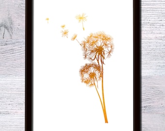 Real Foil Dandelion Art Print: Sparkle Home Decor G251