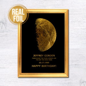 Impresión personalizada de las fases lunares, lámina artística para bodas, aniversarios o regalos de nacimiento. Póster personalizado de cielo nocturno, regalo de cumpleaños sin marco G556