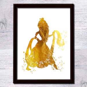 Rapunzel print Princess Rapunzel poster Disney decor Wall art Disney princess Real foil print Gift for her Home decor Birthday gift G474