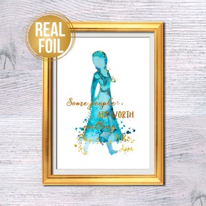 Princess Anna print Anna poster Real foil art Princess quote Disney princess Gift for her Home decor Nursery wall art Birthday gift G489