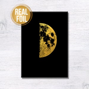 Mondphase Mond Poster Mondphase Echte Folie Kunst Luna Kunst Astronomie Druck Wandkunst Geburtstagsgeschenk Erstes Viertel Wohndekor G442