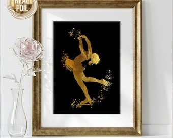 Foil Figure Skating Girl Print: Winter Sports Wall Art G265