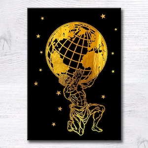 Atlas print Titan poster Real foil art Greek mythology Home decor Ancient Greek art Atlas poster Birthday gift Wall art G552