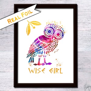 Wise Girl Annabeth Chase art print Percy Jackson watercolor poster with real foil Wise Girl purple decor Olympus Gods heroes Gift idea G221