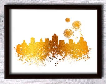 Salt Lake City skyline Cityscape foil poster Gold foil print Salt Lake City poster Home decoration Office wall decor Real foil skyline G240