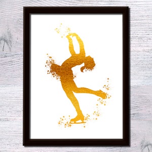 Figure Skating Girl Poster, Ice Skater Print, Girls Room Decor, Winter Sports Wall Art, Ballet on Ice, Artistic Skating Gift G265