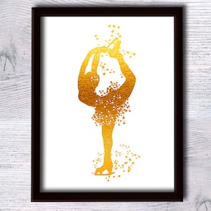Figure skating girl print Real foil art poster Ice skating print Sport real foil decor Home decoration Girl room decor Sport art poster G131