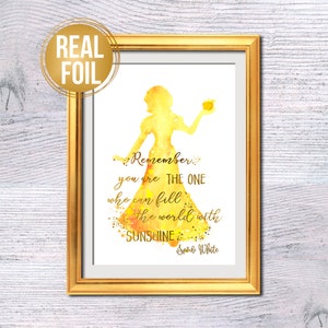 Snow White poster Snow White Disney print Real foil poster Disney art Snow White decor Gold foil print Girls room decor Nursery art G423